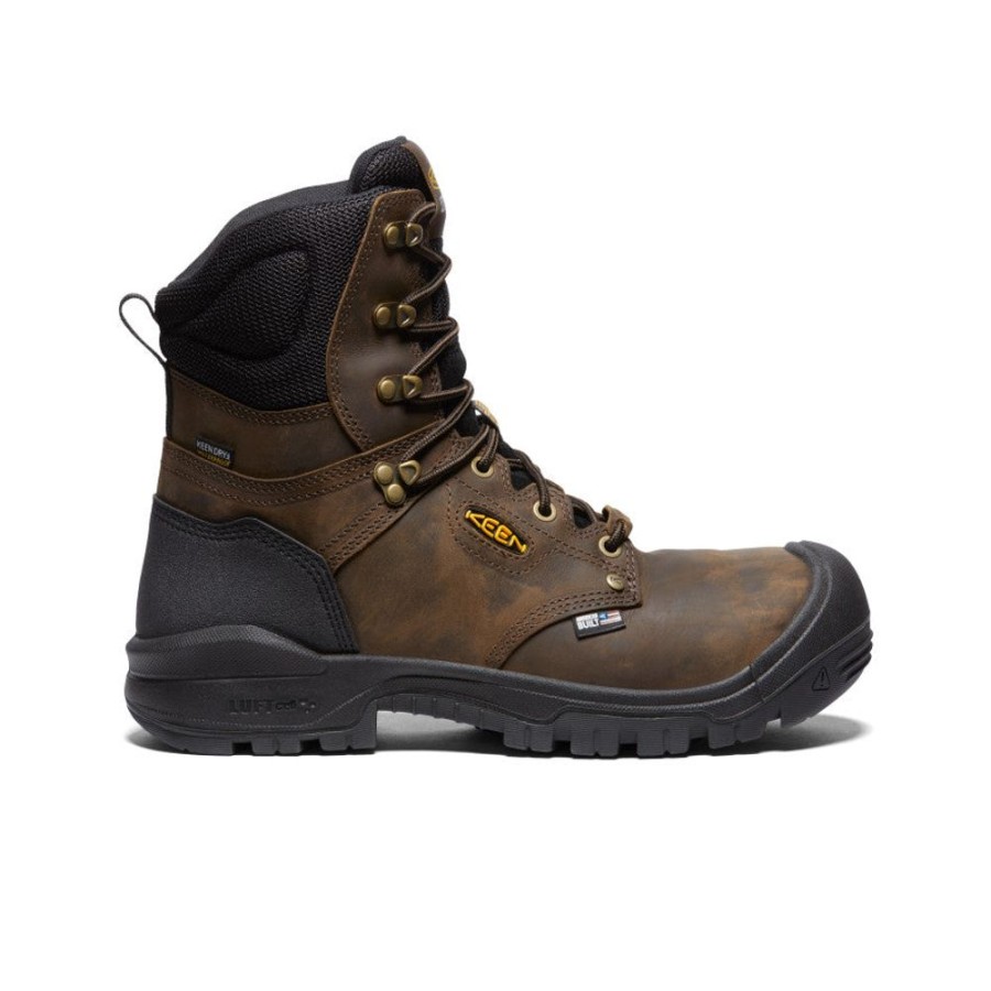 KEEN Work Boots & Shoes | Men'S Independence 8" Waterproof Boot (Carbon Fiber Toe) | Dark Earth/Black