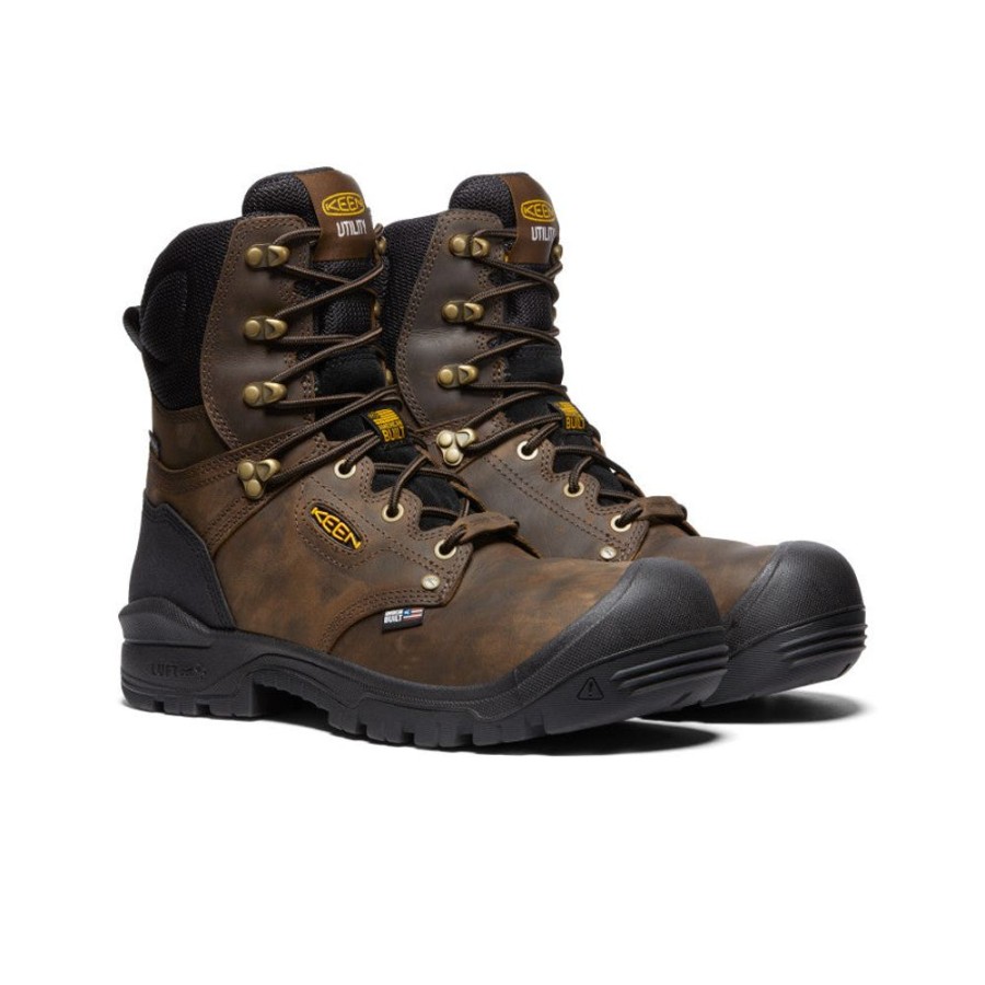 KEEN Work Boots & Shoes | Men'S Independence 8" Waterproof Boot (Carbon Fiber Toe) | Dark Earth/Black