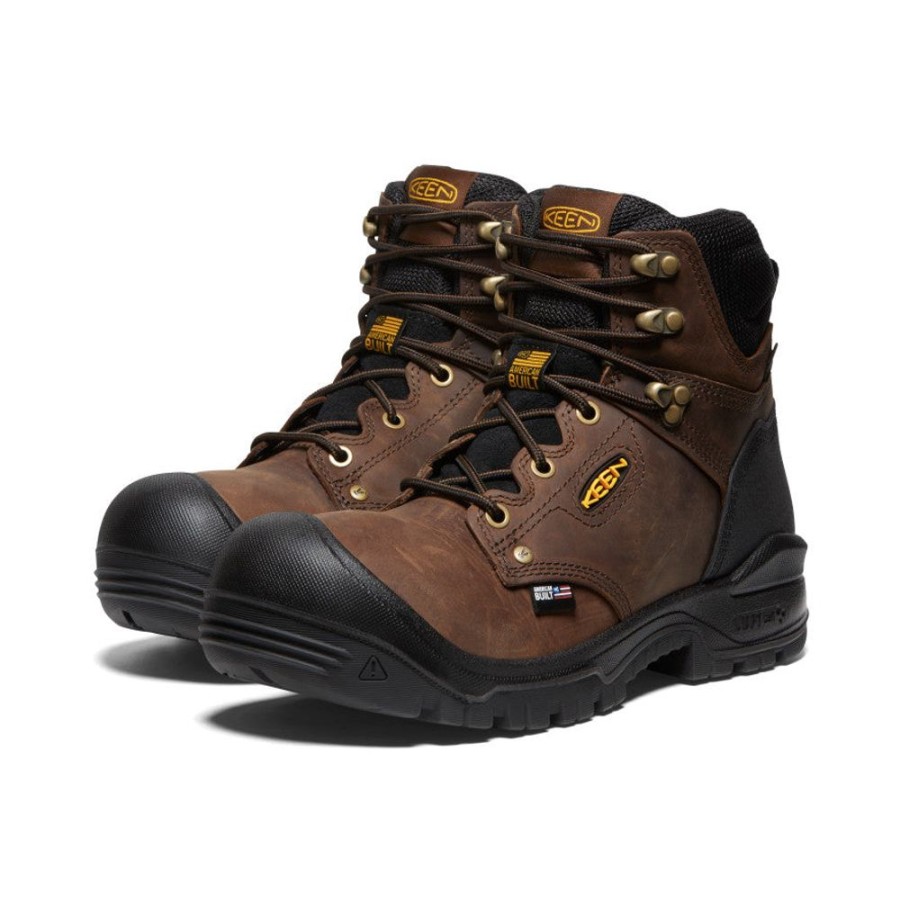 KEEN Work Boots & Shoes | Men'S Independence 6" Waterproof Boot (Soft Toe) | Dark Earth/Black