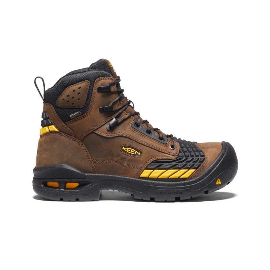 KEEN Work Boots & Shoes | Men'S Troy 6" Waterproof Boot (Carbon-Fiber Toe) | Dark Earth/Black