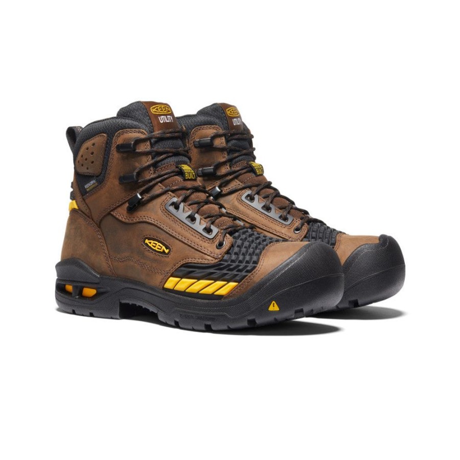 KEEN Work Boots & Shoes | Men'S Troy 6" Waterproof Boot (Carbon-Fiber Toe) | Dark Earth/Black