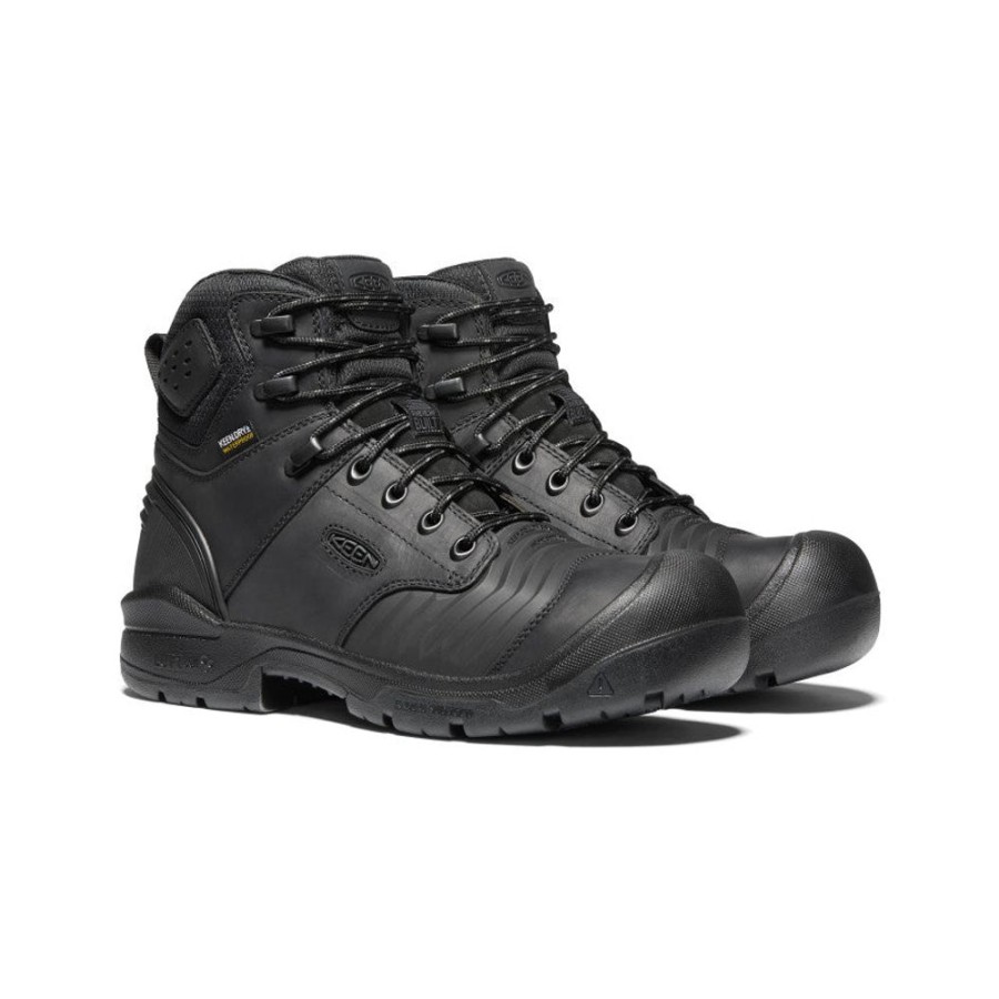 KEEN Work Boots & Shoes | Men'S Portland 6" Waterproof Boot (Carbon-Fiber Toe) | Black/Black