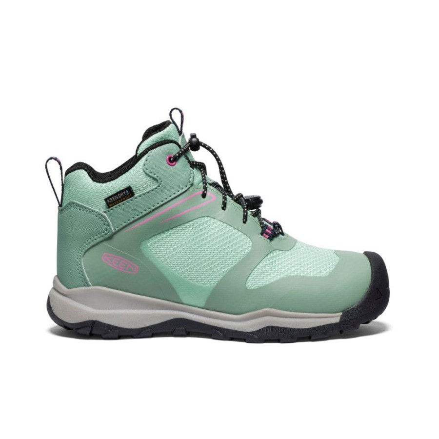 KEEN Boots | Big Kids' Wanduro Waterproof Boot | Granite Green/Ibis Rose