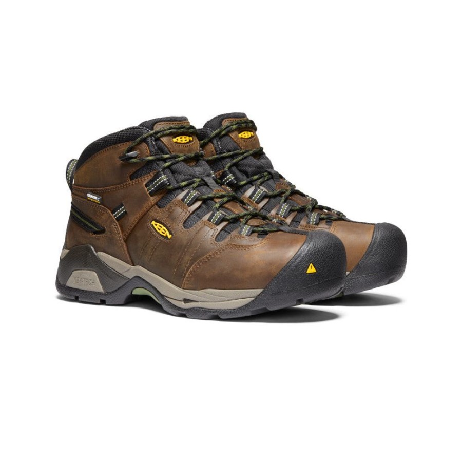 KEEN Work Boots & Shoes | Men'S Detroit Xt Waterproof Boot (Steel Toe) | Cascade Brown/Bronze Green