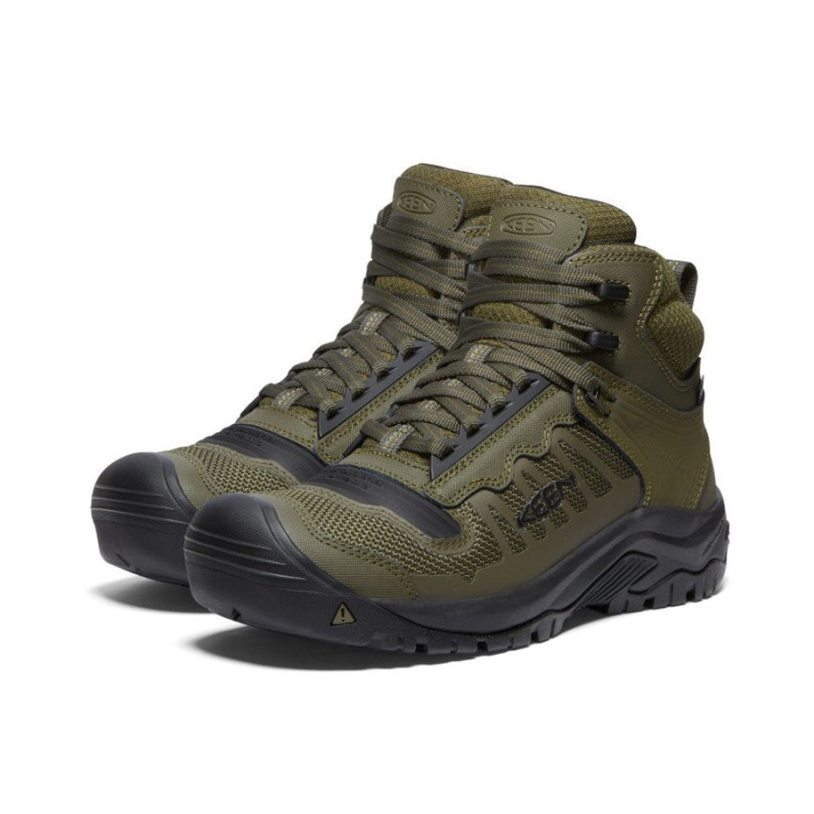 KEEN Work Boots & Shoes | Men'S Reno Kbf Waterproof Mid (Soft Toe) | Dark Olive/Black