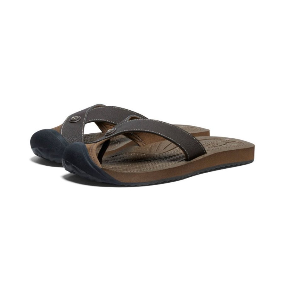 KEEN Slip-Ons | Men'S Barbados Flip-Flop | Java/Dark Earth