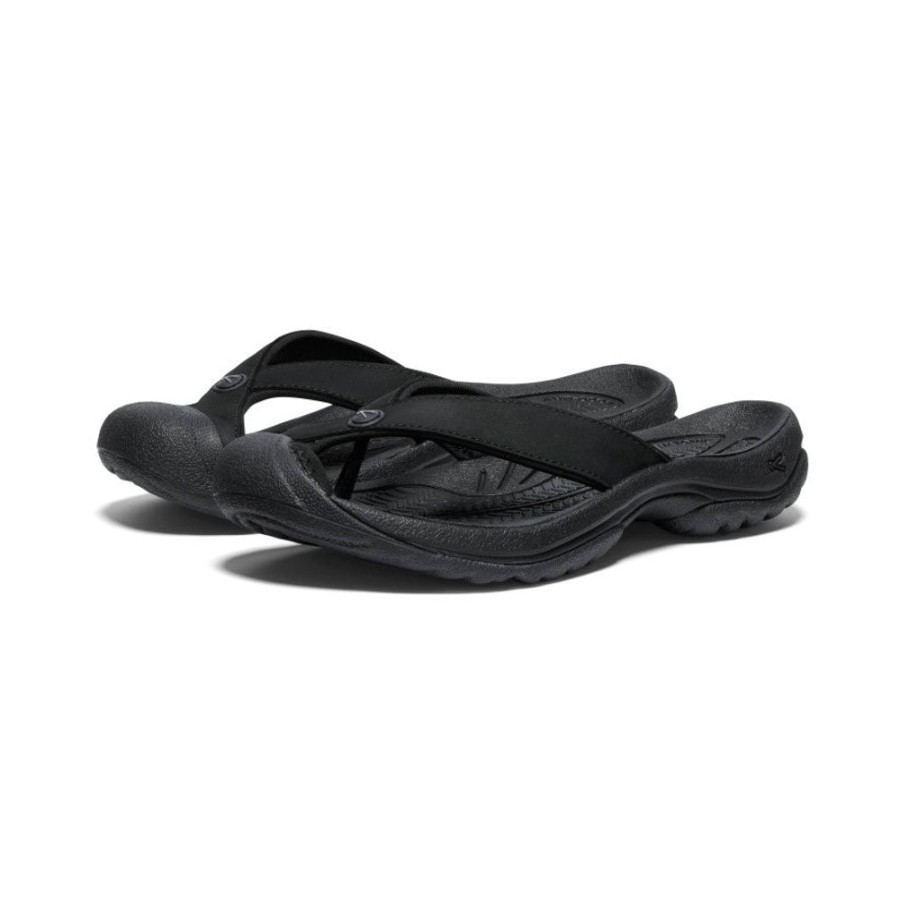 KEEN Slip-Ons | Women'S Waimea Leather Flip-Flop | Black/Black