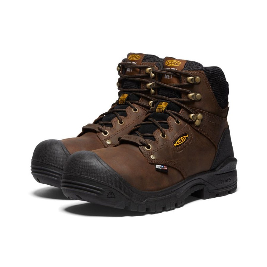 KEEN Work Boots & Shoes | Men'S Independence 6" Waterproof Internal Met (Carbon-Fiber Toe) | Dark Earth/Black