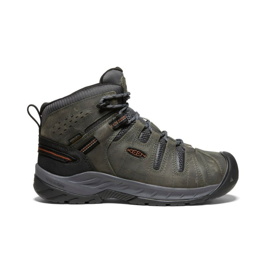 KEEN Work Boots & Shoes | Men'S Flint Ii Waterproof Mid (Soft Toe) | Steel Grey/Tortoise Shell