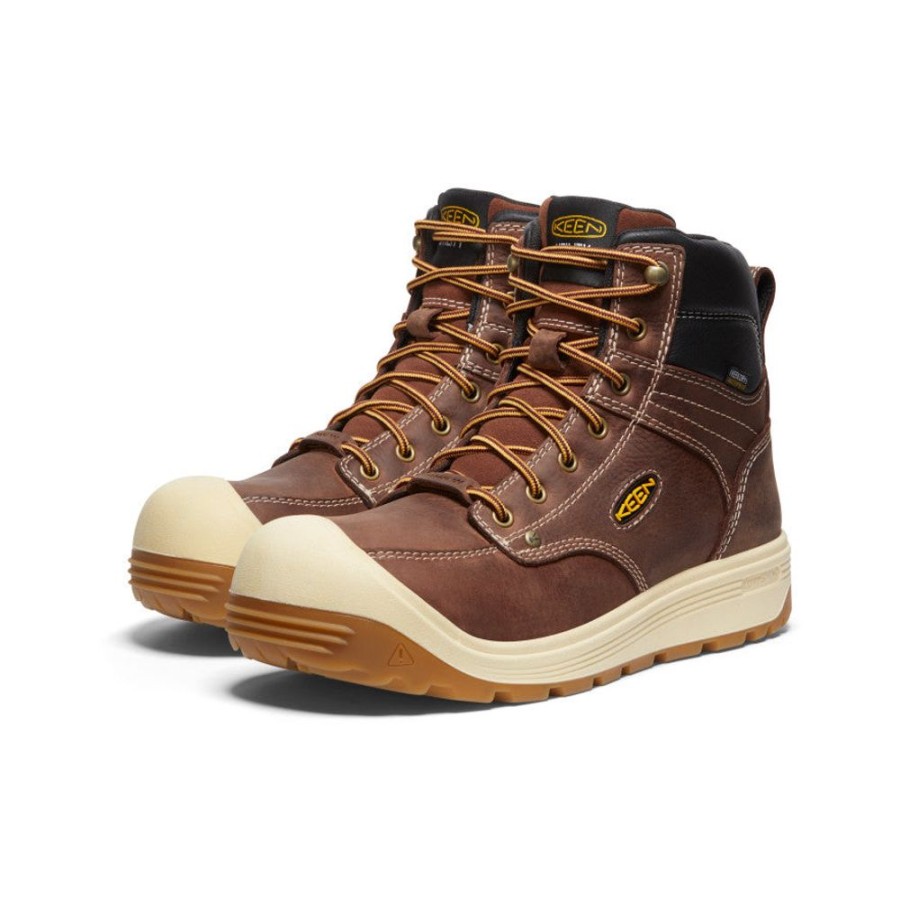 KEEN Work Boots & Shoes | Men'S Fort Wayne 6" Waterproof (Carbon-Fiber Toe) | Tortoise Shell/Gum