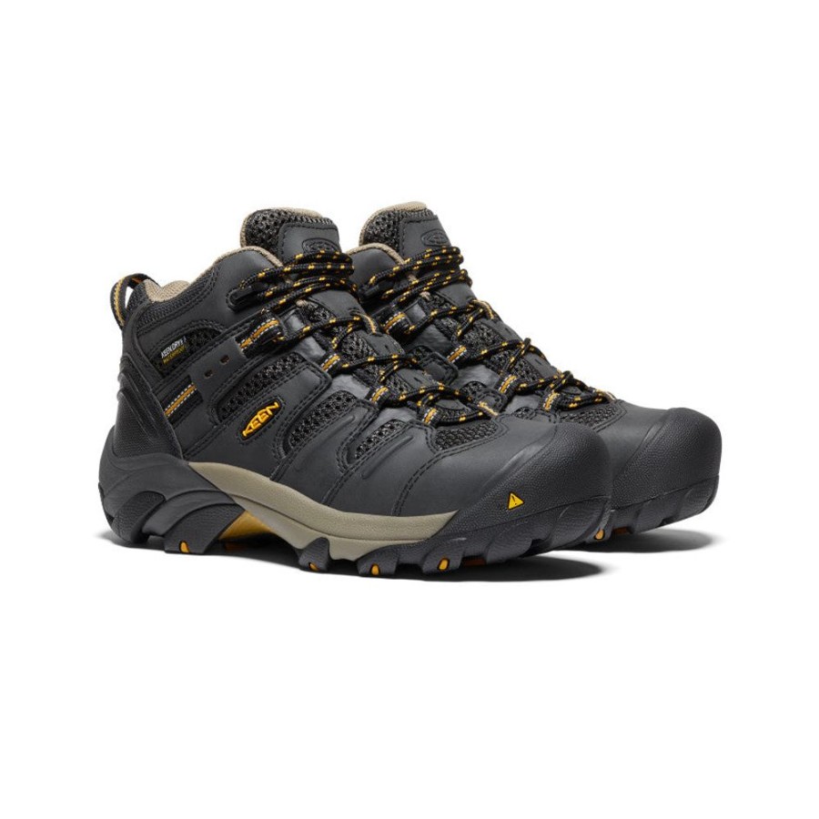 KEEN Work Boots & Shoes | Women'S Lansing Waterproof Mid (Steel Toe) | Raven/Tawny Olive