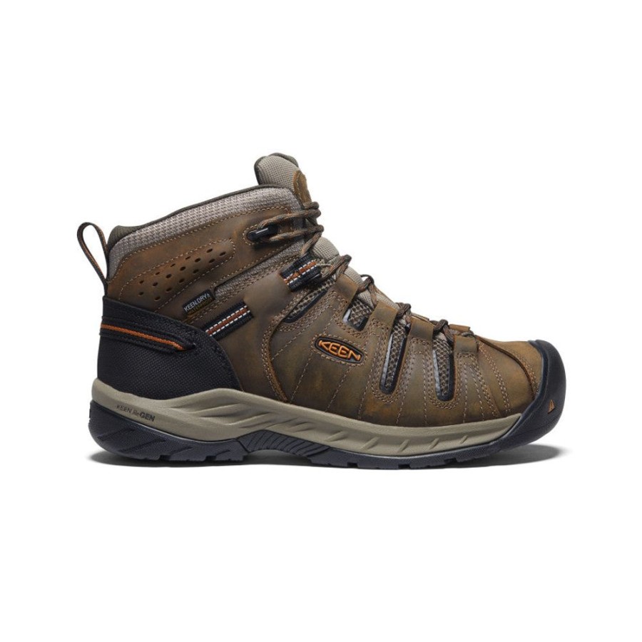 KEEN Work Boots & Shoes | Men'S Flint Ii Waterproof Mid (Soft Toe) | Black Olive/Brindle