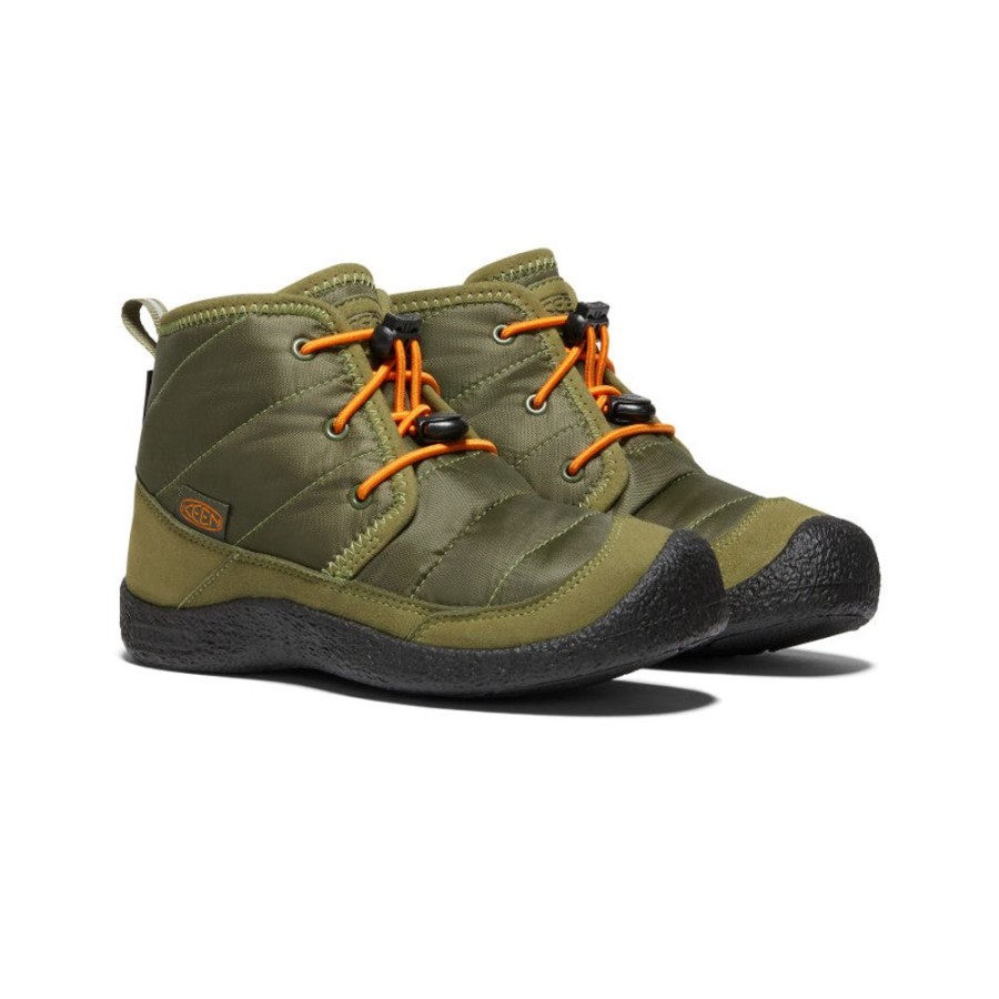 KEEN Boots | Big Kids' Howser Ii Waterproof Chukka | Capulet Olive/Russet Orange