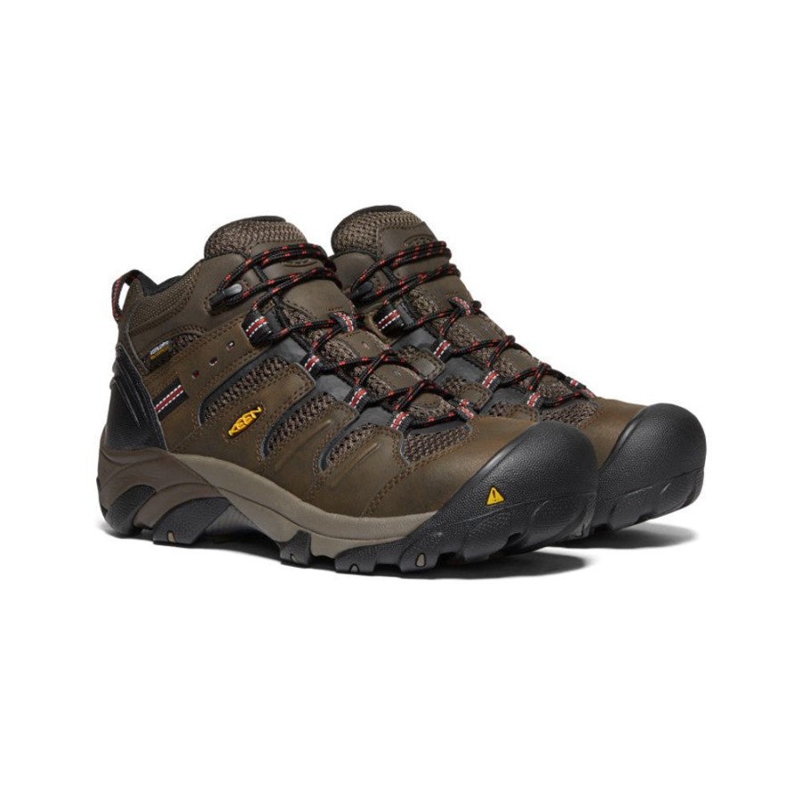 KEEN Work Boots & Shoes | Men'S Lansing Mid Waterproof (Steel Toe) | Cascade Brown/Brindle