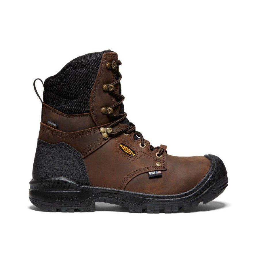 KEEN Work Boots & Shoes | Men'S Independence 8" Insulated Waterproof Boot (Carbon Fiber Toe) | Dark Earth/Black