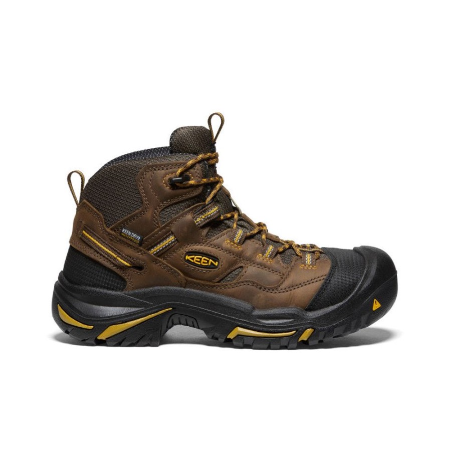 KEEN Work Boots & Shoes | Men'S Braddock Waterproof Mid (Steel Toe) | Cascade Brown/Tawny Olive