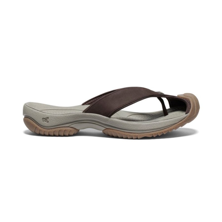 KEEN Slip-Ons | Men'S Waimea Leather Flip-Flop | Java/Plaza Taupe