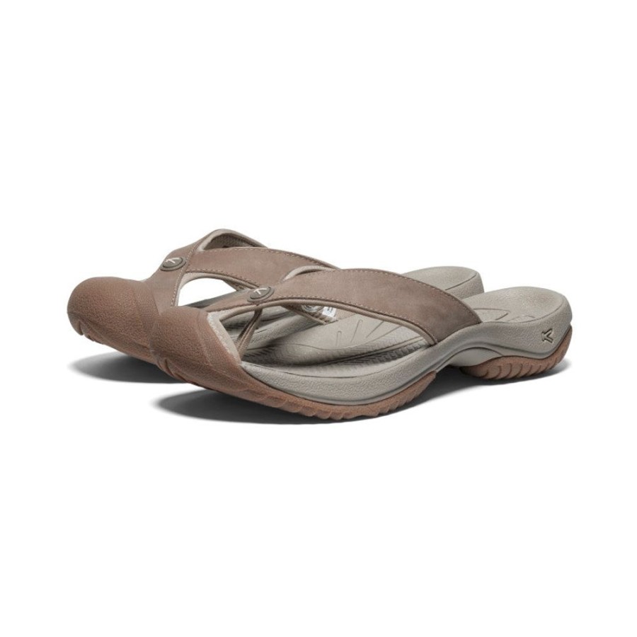 KEEN Slip-Ons | Men'S Waimea Leather Flip-Flop | Brindle/Birch