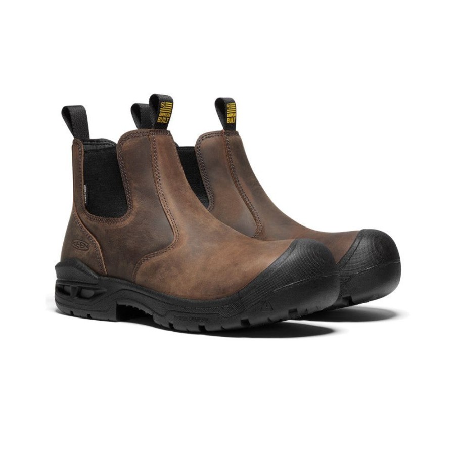 KEEN Work Boots & Shoes | Men'S Juneau Romeo Waterproof (Soft Toe) | Dark Earth/Black