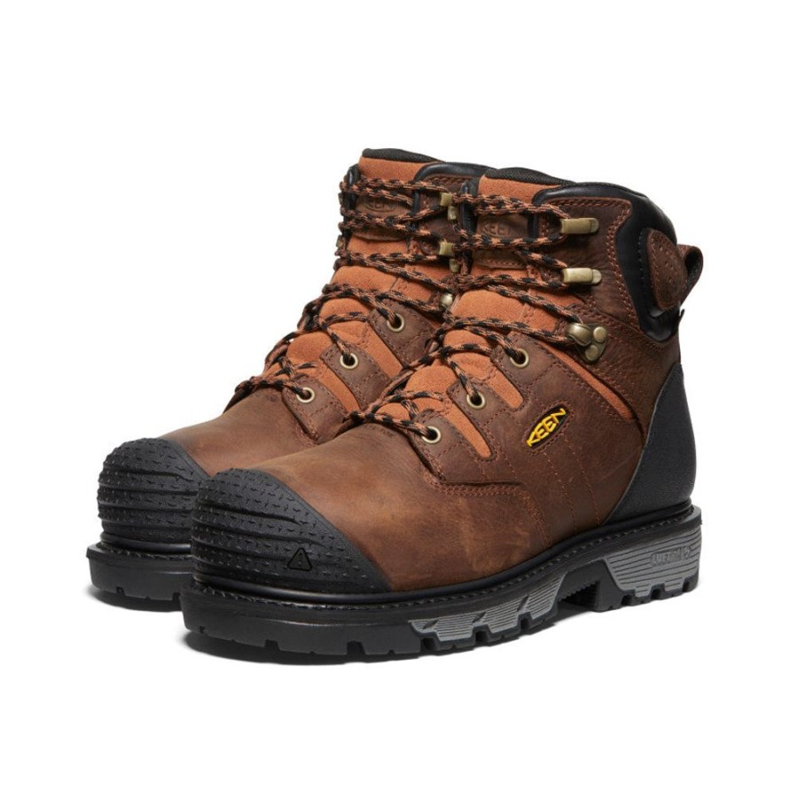 KEEN Work Boots & Shoes | Men'S Camden 6" Waterproof Boot Int Met (Carbon-Fiber Toe) | Leather Brown/Black