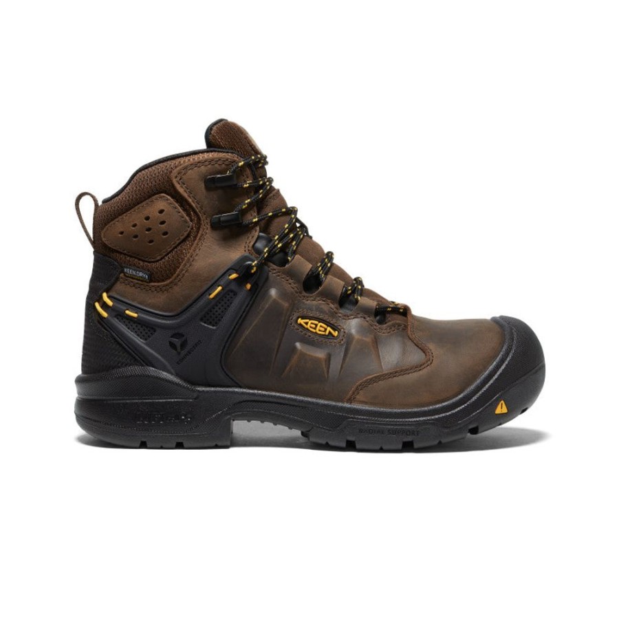 KEEN Work Boots & Shoes | Men'S Dover 6" Waterproof (Carbon-Fiber Toe) | Dark Earth/Black