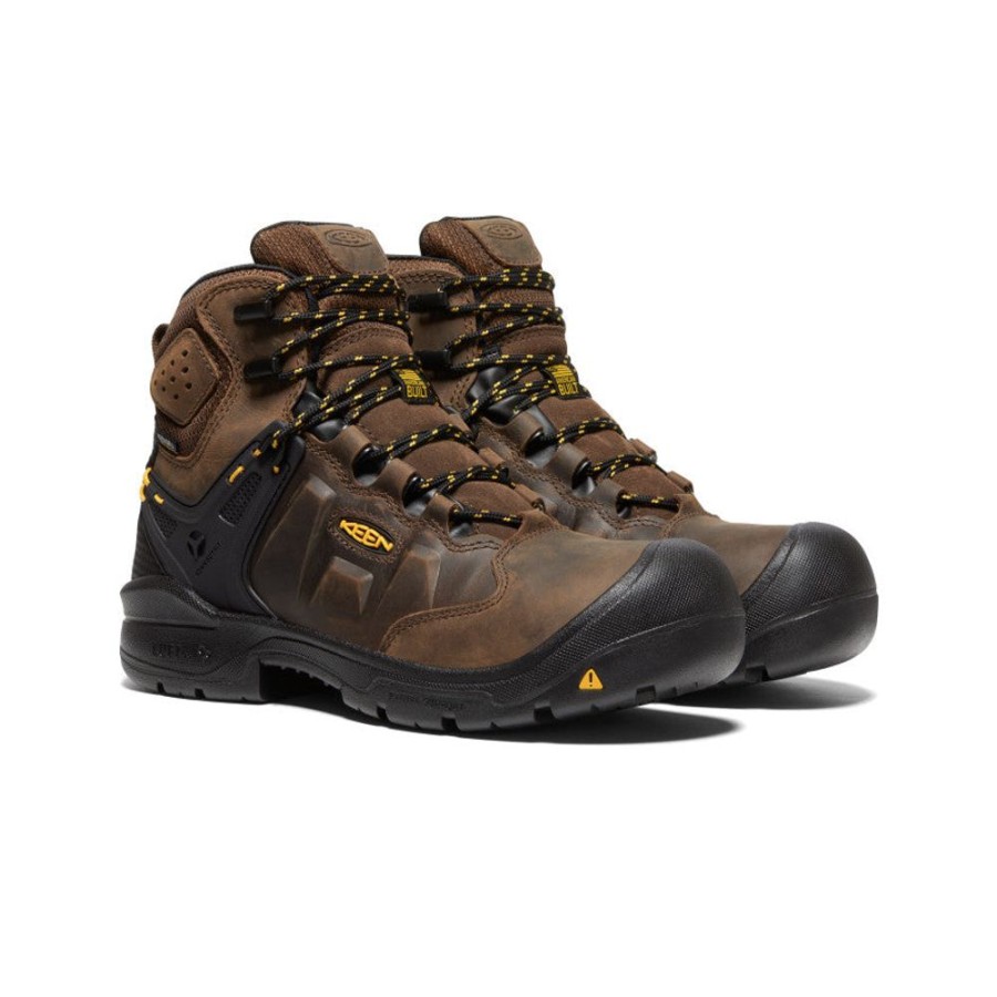 KEEN Work Boots & Shoes | Men'S Dover 6" Waterproof (Carbon-Fiber Toe) | Dark Earth/Black