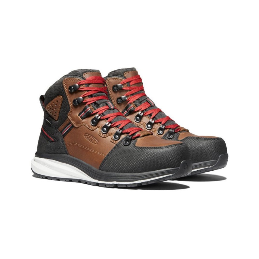 KEEN Work Boots & Shoes | Men'S Red Hook Waterproof Boot (Carbon-Fiber Toe) | Tobacco/Black