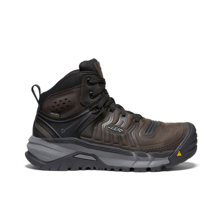 KEEN Work Boots & Shoes | Men'S Kansas City+ Kbf Waterproof Mid (Soft Toe) | Coffee Bean/Black