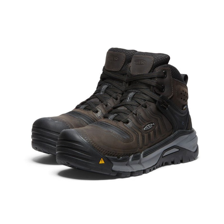 KEEN Work Boots & Shoes | Men'S Kansas City+ Kbf Waterproof Mid (Soft Toe) | Coffee Bean/Black