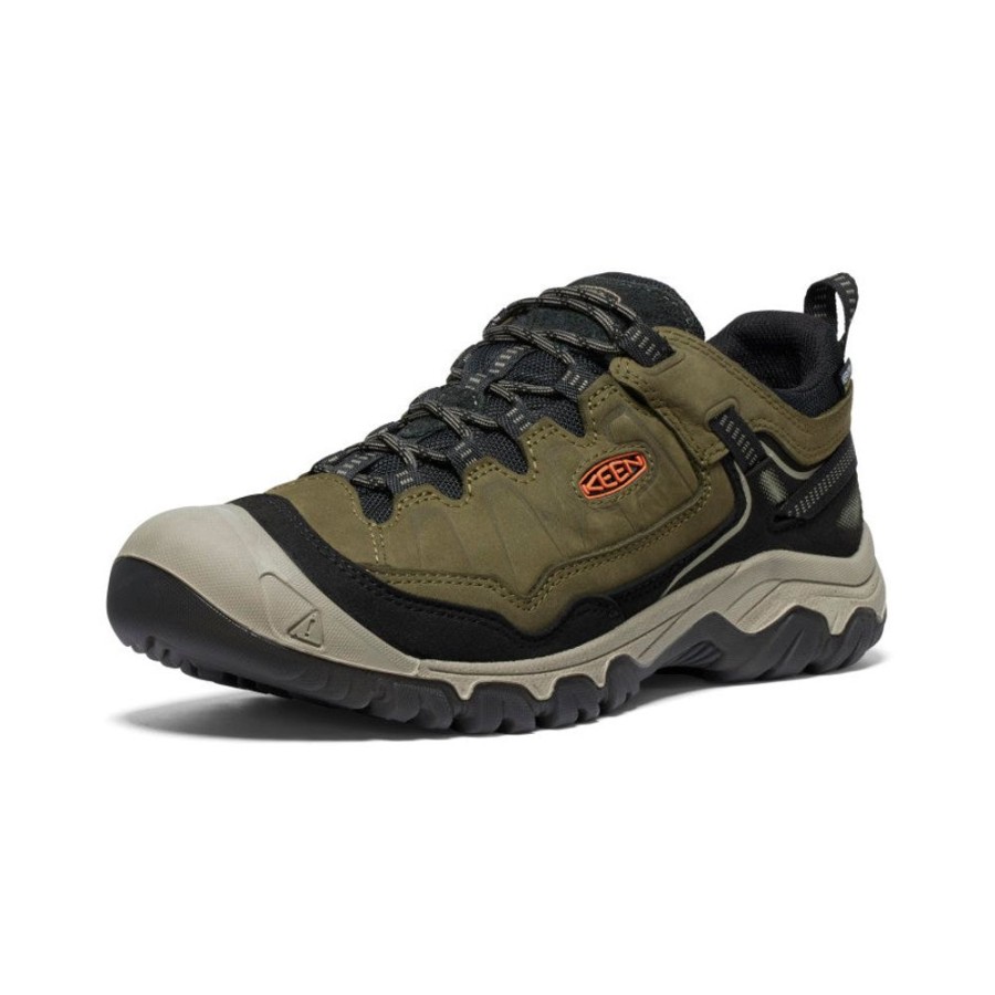 KEEN Shoes | Men'S Targhee Iv Wide Waterproof Hiking Shoe | Dark Olive/Gold Flame