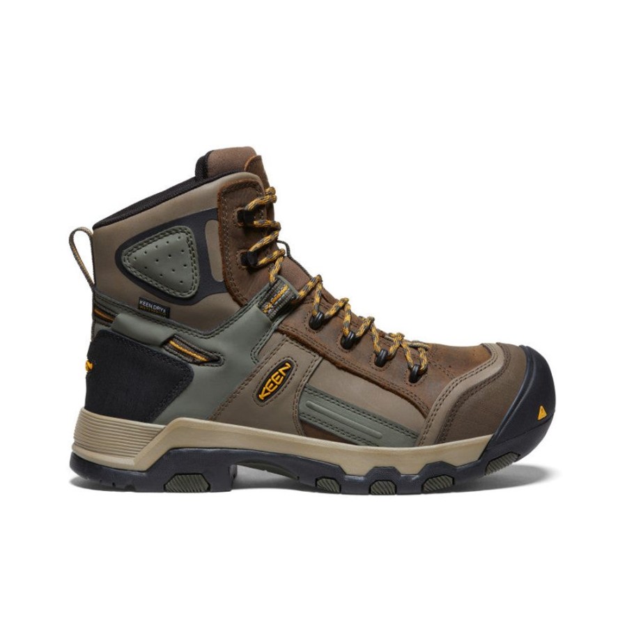 KEEN Work Boots & Shoes | Men'S Davenport Al Waterproof Mid (Composite Toe) | Shitake/Forest Night