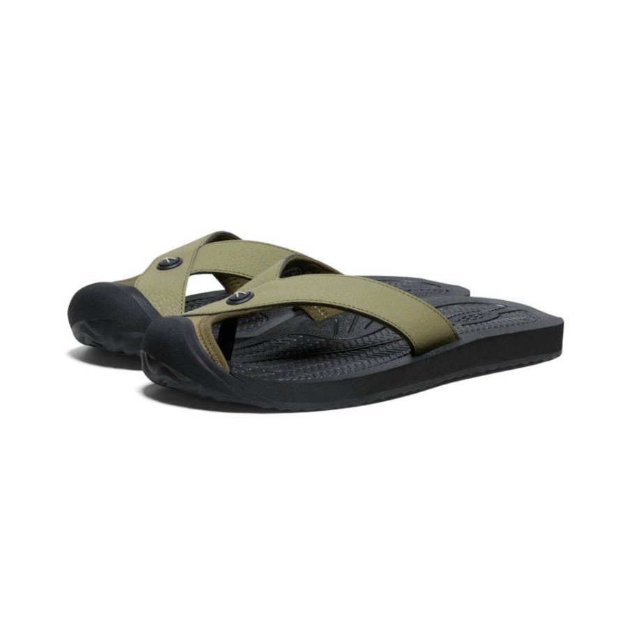 KEEN Slip-Ons | Men'S Barbados Flip-Flop | Martini Olive/Black