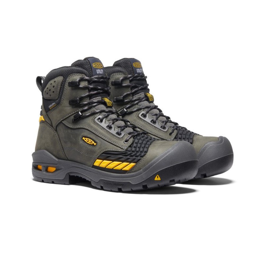 KEEN Work Boots & Shoes | Men'S Troy 6" Waterproof Boot (Carbon-Fiber Toe) | Magnet/Black