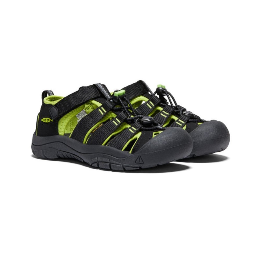 KEEN Sandals | Big Kids' Newport H2 | Black/Lime Green