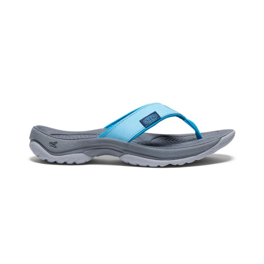 KEEN Slip-Ons | Women'S Kona Leather Flip-Flop | Blue Atoll/Blue Danube