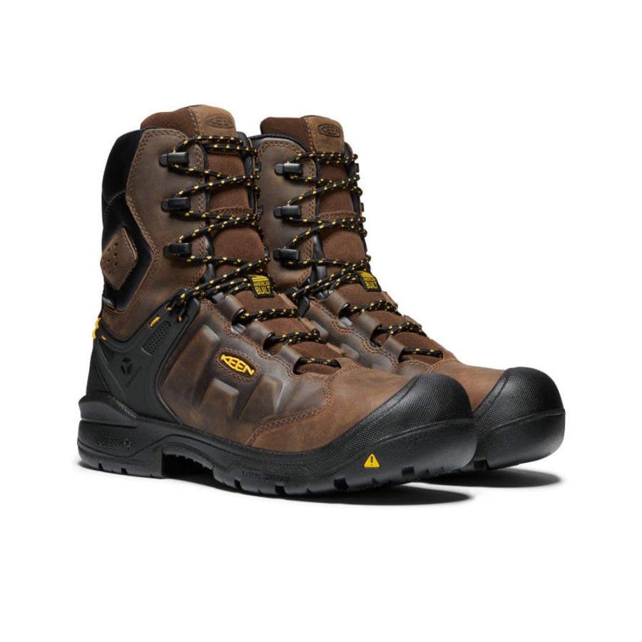 KEEN Work Boots & Shoes | Men'S Dover 8" Waterproof Boot (Carbon-Fiber Toe) | Dark Earth/Black