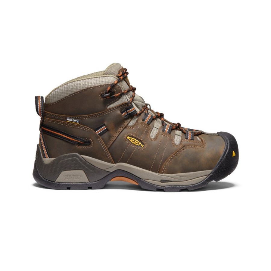 KEEN Work Boots & Shoes | Men'S Detroit Xt Waterproof Boot (Soft Toe) | Black Olive/Leather Brown